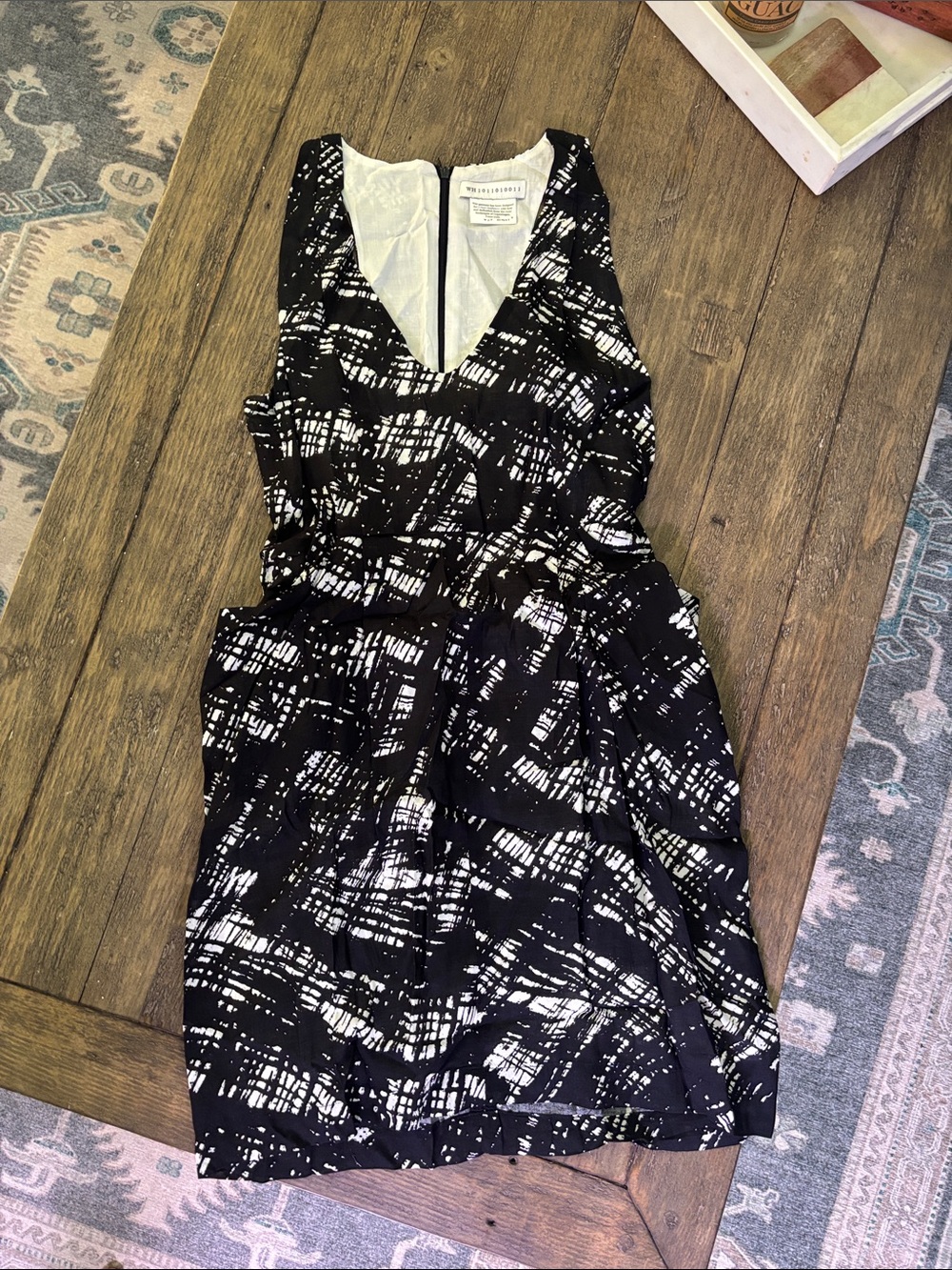 Urban Outfitters Black & White Abstract V-Neck Mini Dress